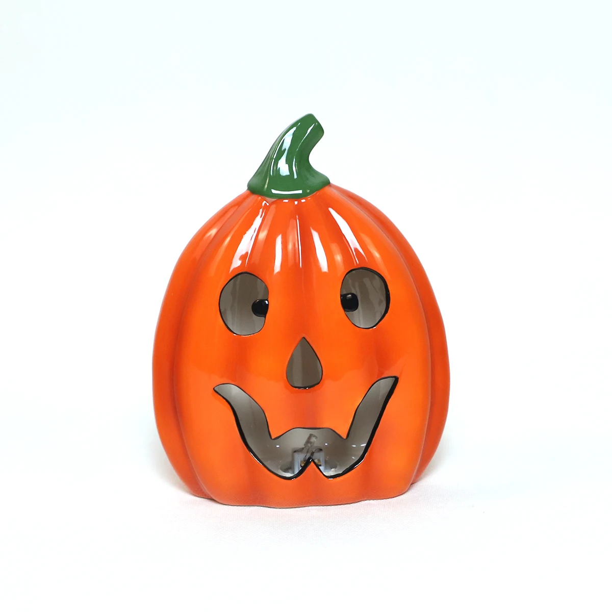 Holiday Wholesale Halloween Party Light Up Ceramic Pumpkin Lamp Ornaments Hollow Out  Pumpkin For Store Decoration