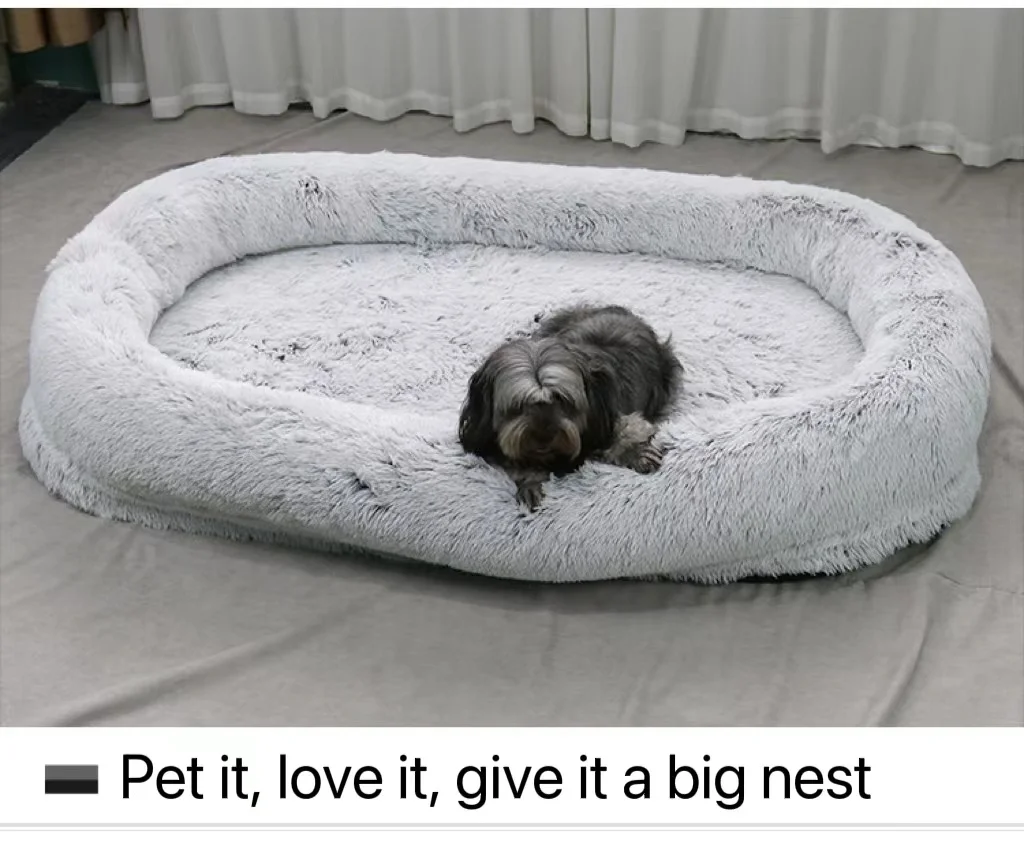 Manufacture 160cm Non-Slip Washable Long Plush Giant Fluffy Pet Bed For Cat Dog For Pet Animals