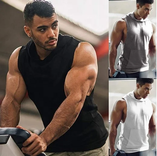 JL1119A Stringer Vest Singlet White Men Tank Top Hoodies Sleeveless Gym Plus Size Mens Athletic Tank Top