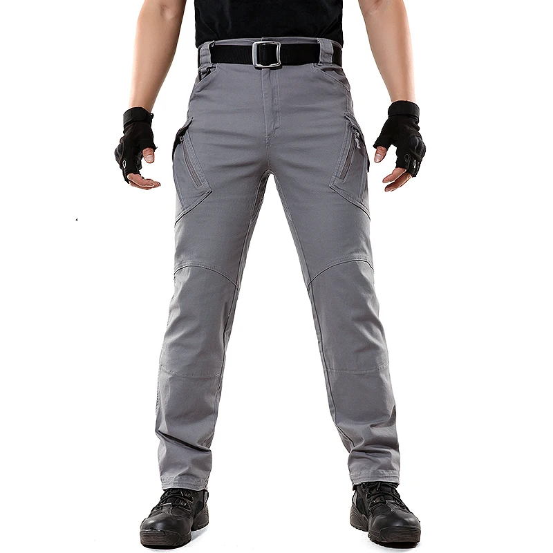  Pantalones de trabajo de combate de carga para hombre,  pantalones de lona ajustados elásticos con botón y, Amarillo natural :  Ropa, Zapatos y Joyería