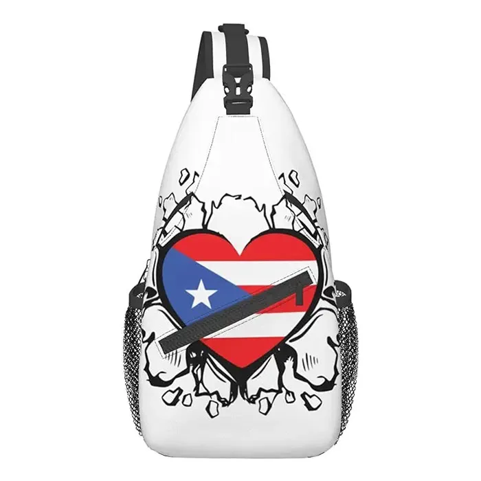 Puerto Rico Flag Sling Bag - Crossbody Chest Backpack For Travel & Hiking | Adjustable, Lightweight Daypack 7.2x15.3in - View #2