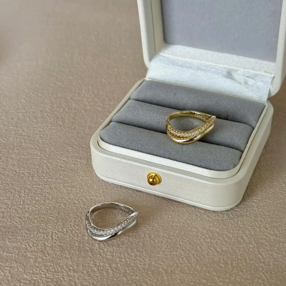 KAKODIY 14K Gold Plated Double Layer Ring Jewelry Engagement 925 Sterling Silver 5A Zircon Ring detail 1