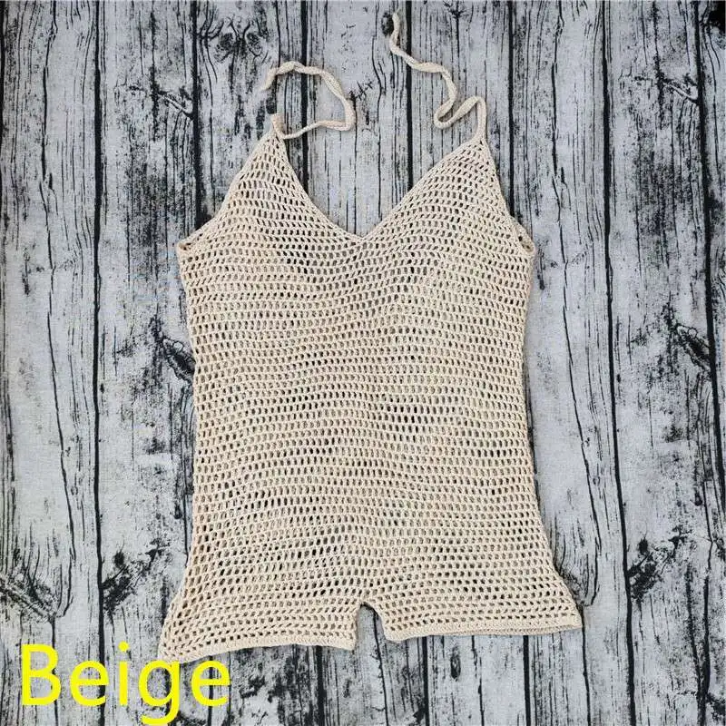 Sexy Crochet Beach Cover Up See Through Beach Dress Women Knitted Beachwear Sexy Beach Outfits 4859