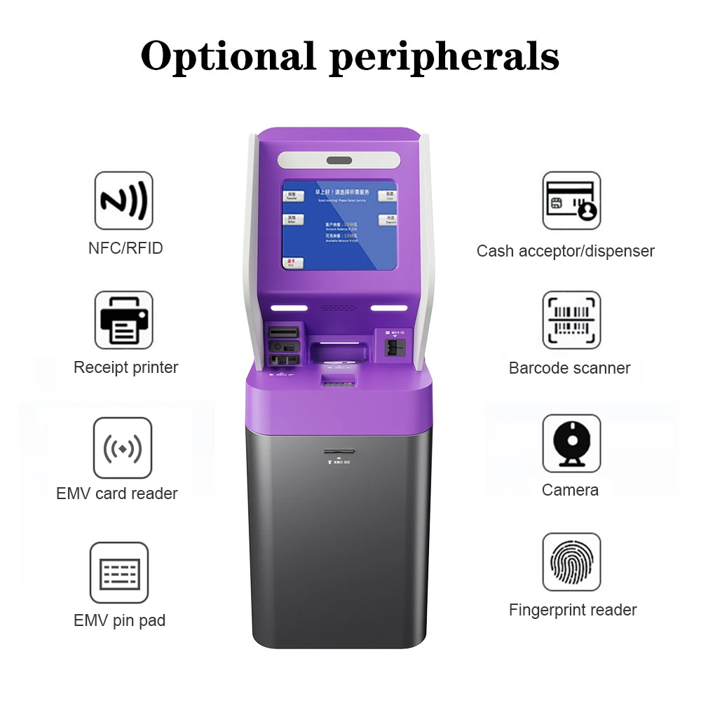 Crtly Self Service Touch Screen Cash Recycling Card Self Service Machine  Bill Payment Kiosk Crypto Atm