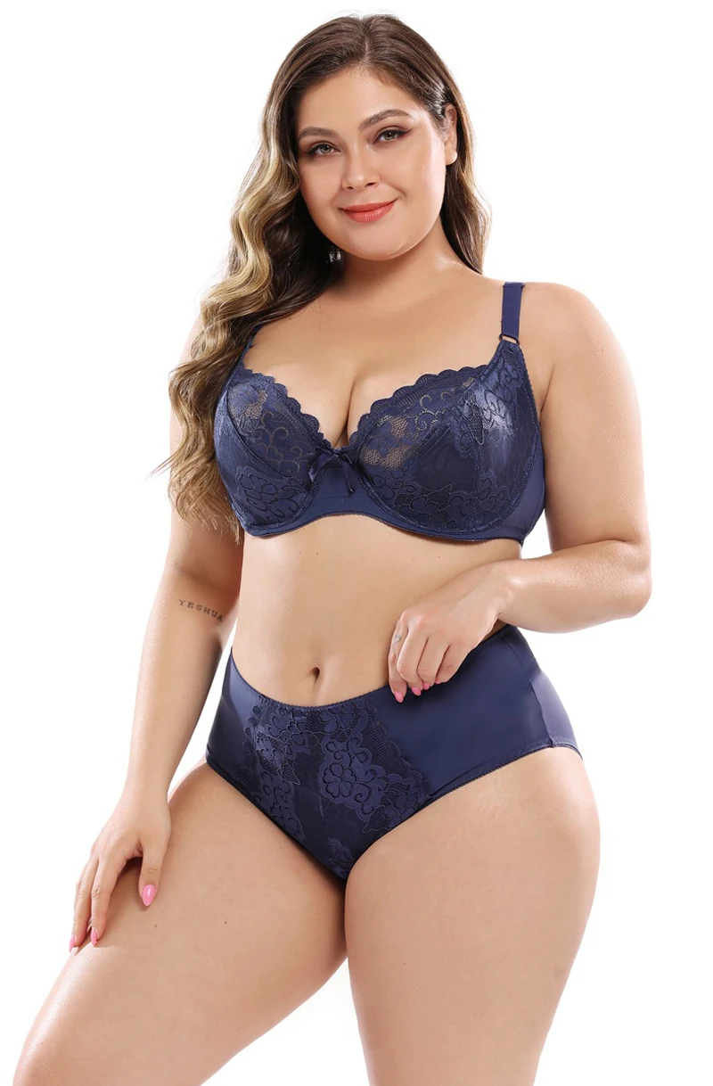 Super thin lacy plus-size bra set