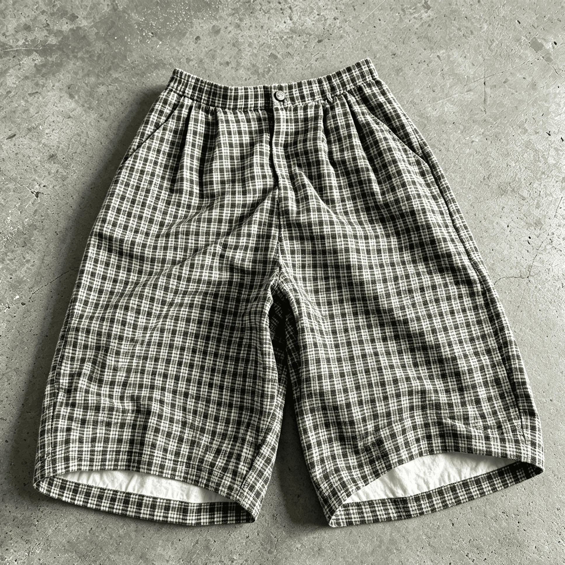 Custom Logo Mens Vintage Y2K Breathable Lined Elastic Drawstring Wide Leg Summer Streetwear Check Bermuda Shorts gallery 3
