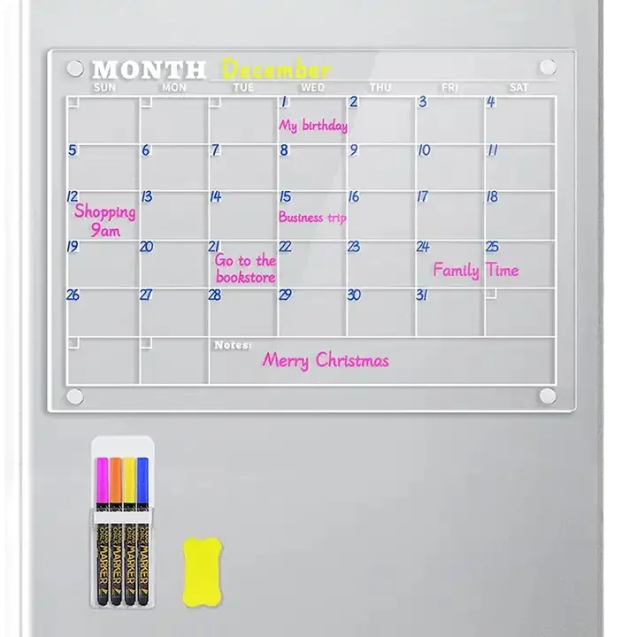 Прозрачные Акриловые Магнитные маркеры для сухой стирания на заказ для использования в календаре холодильника