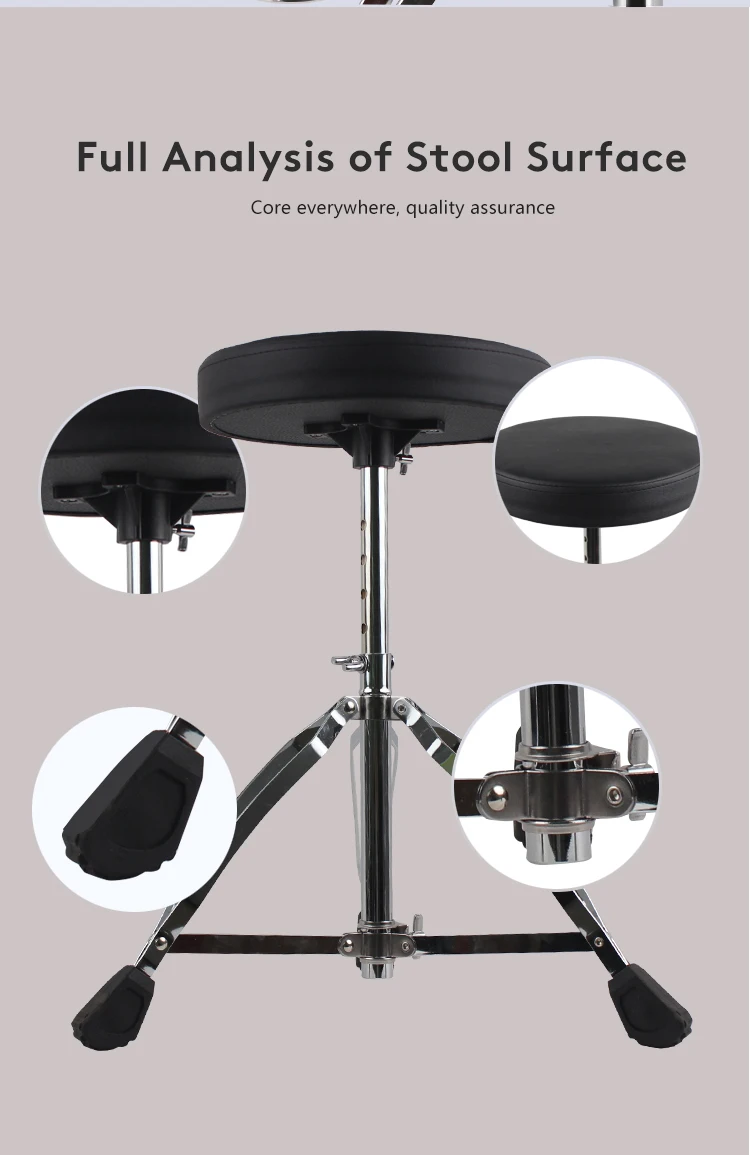 Heavy Duty Tripod Base Drum Chair Adjustable Height Stable Double