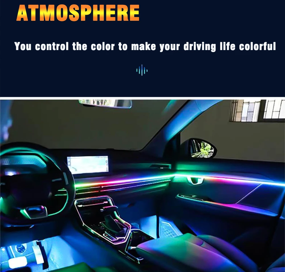 Car Universal 18 In 1 LED Ambient Lights RBG RGBW By App Control Strip Light Guide Fiber Optic Decoration Atmosphere Lamp