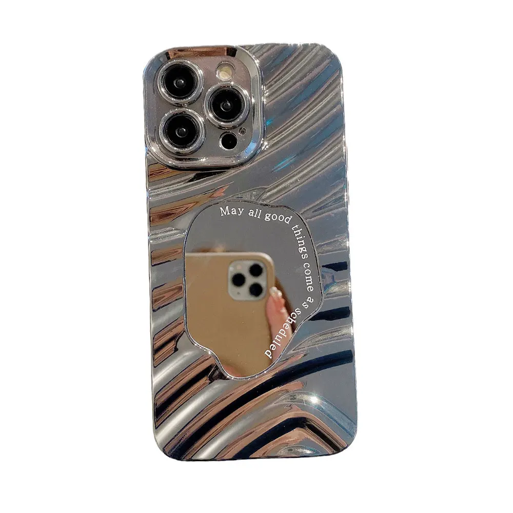 Tpu Pc Phone Case For Iphone 15 14 13 12 11 Xr Xs Max Pro Plus Electroplated Wave Mirror Luxury Cell Sjk400 Laudtec