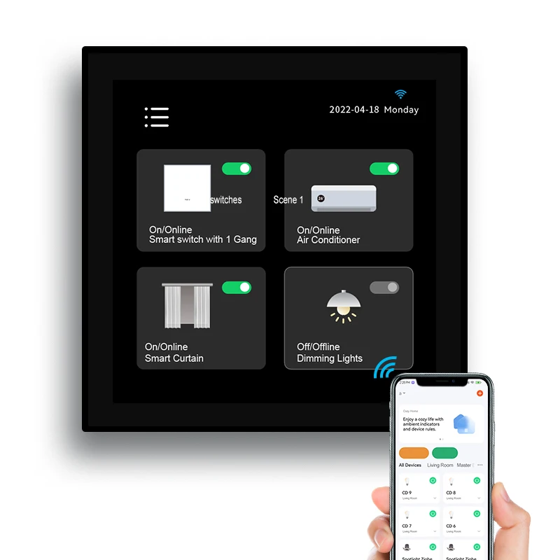 2022 T8E Linux Zigbee Smart Display Home Automation Control Panel with Tuya APP or Smart Life APP Control