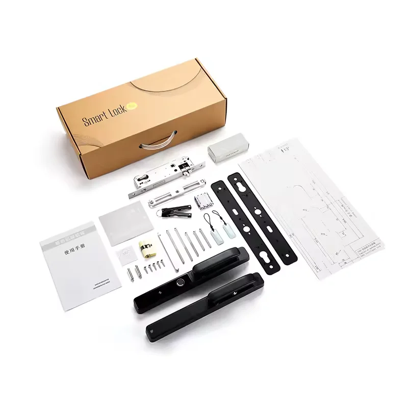 Outdoor Tuya App Digital Handle Digital Ttlock Fingerprint Aluminum Steel Double Side Sliding Glass Smart Door Lock