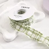 Ruban à carreaux plissé vert-4cm
