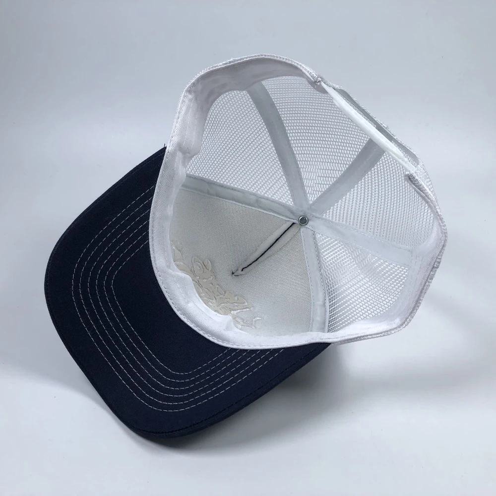 ODM High Quality Custom Embroidered logo for Unisex Sports Football Wear 5 Panel Sun protection Two Tone Foam Mesh Trucker Hats