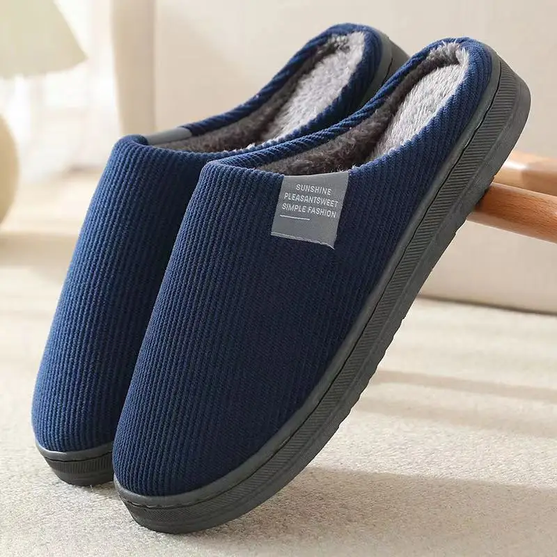 Mens Fuzzy Slippers Straps Warm Winter Slippers Custom House Slippers ...