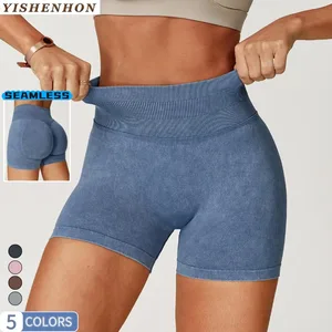 YISHENHON 2026 Hot Selling High Waist Seamless Yoga Shorts for Womens Butt Lift Tight Running Fitness Custom logo Sport Short