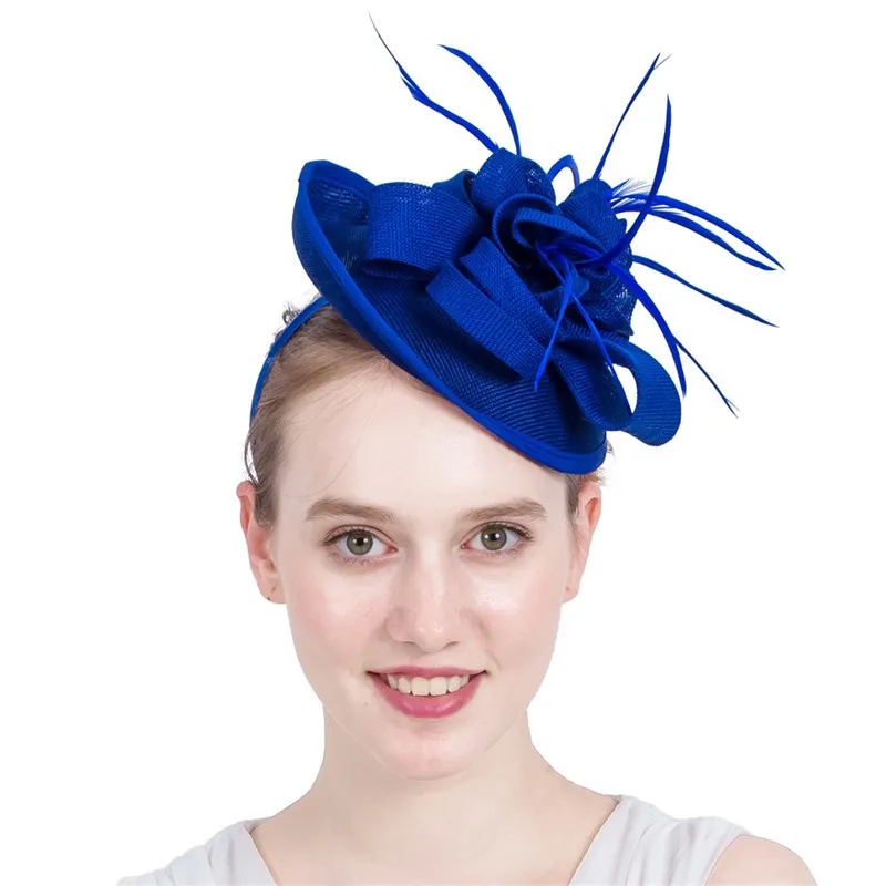 Ladies Headband Hair Hoop Blue Sinamay Fascinator Hat