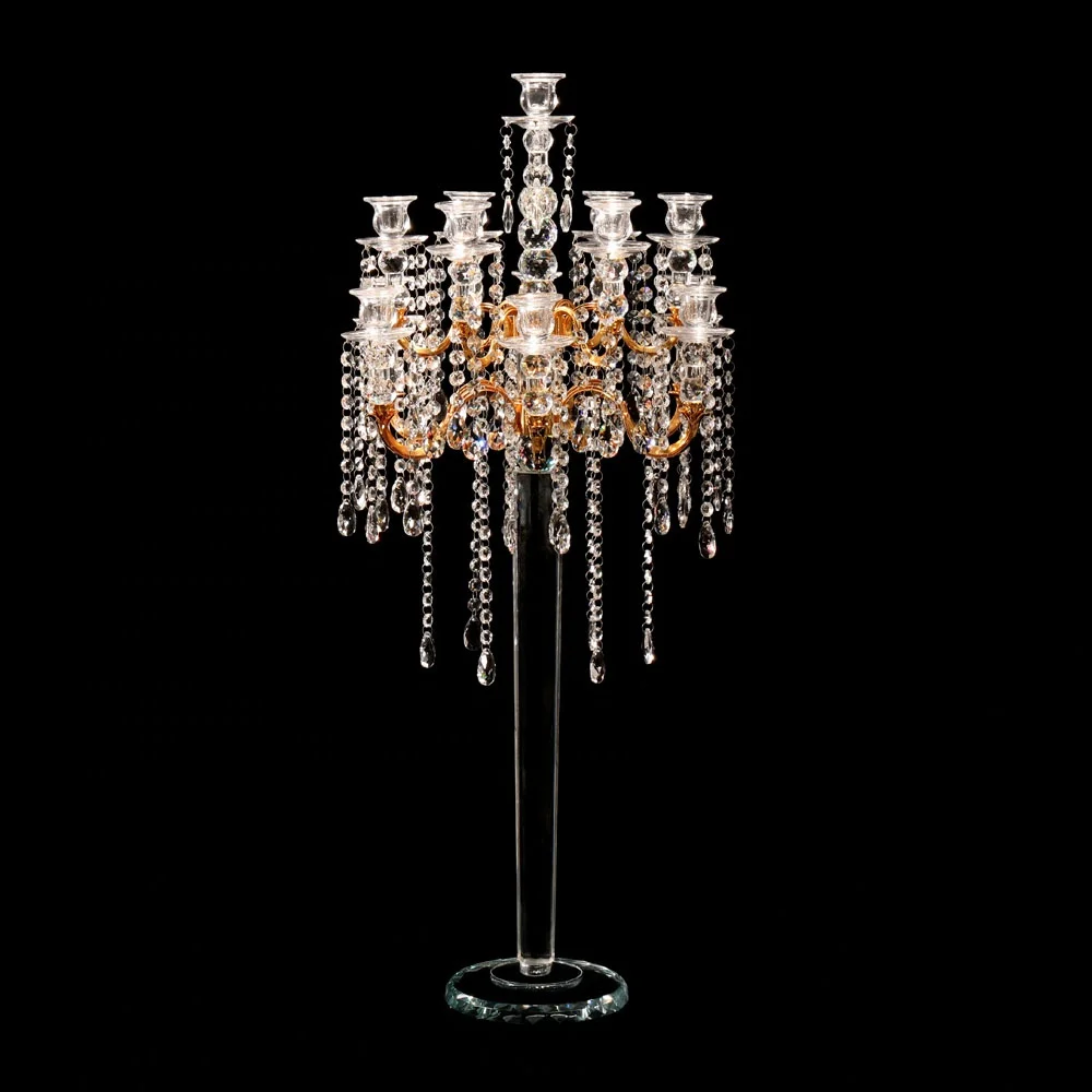 MH-Z117 13 рук, золотая отделка, металлические ручки, кристалл, Свадебный канделябр