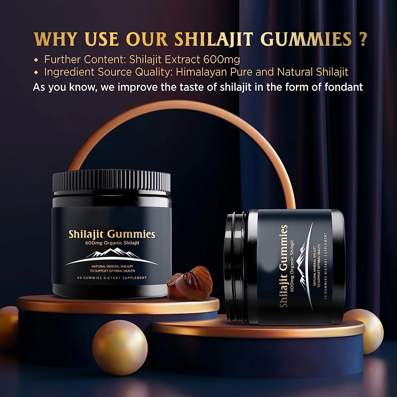 Shilajit Supplement 600mg Shilajit Gummies 85+ Mineral Formula Pure Natural Organic Supports