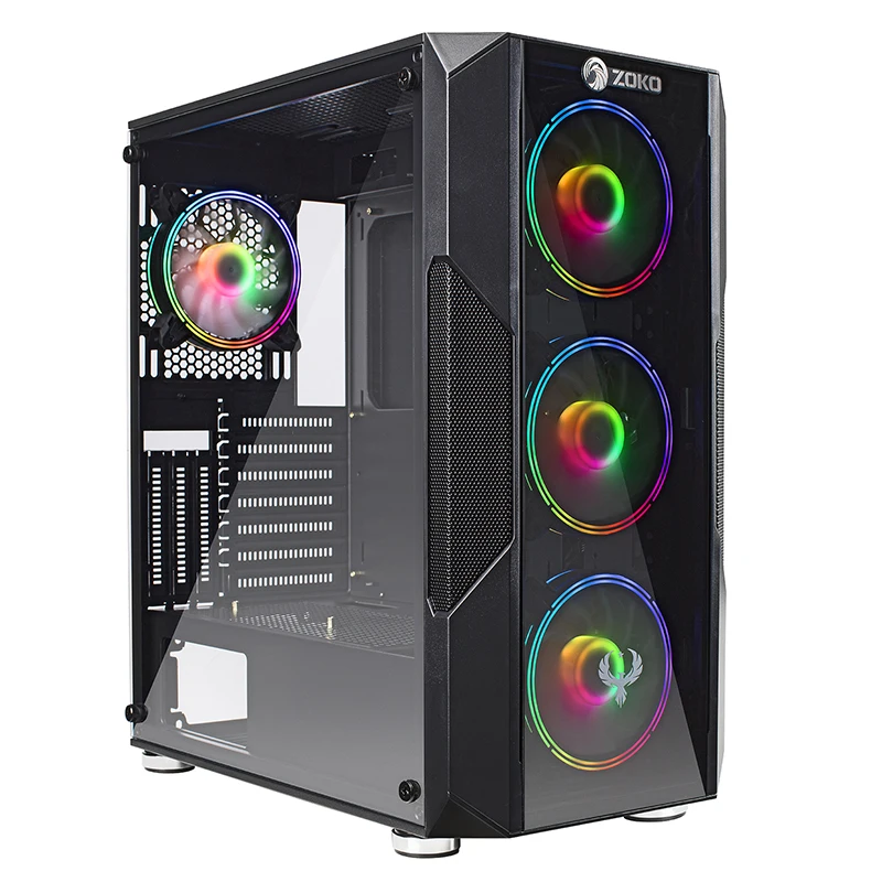 High Quality Computer Box Glass PC Case Desktop Stock Computer Case White Plastic Cpu Hard Plastic ATX Computer Case Mid Tower