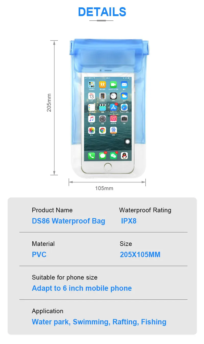 2021 New Design Fashion Waterproof Cell Phone Case Bag Water proof Case For Android Underwater Phone Case
