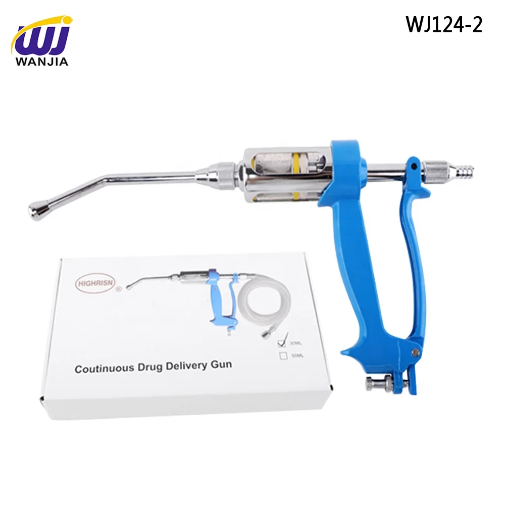 WANJIA 50ml Veterinary Automatic Vaccine Syringe Metal Drenching Gun for Pig Goat Cow Cattle Sheep and Livestock Farming