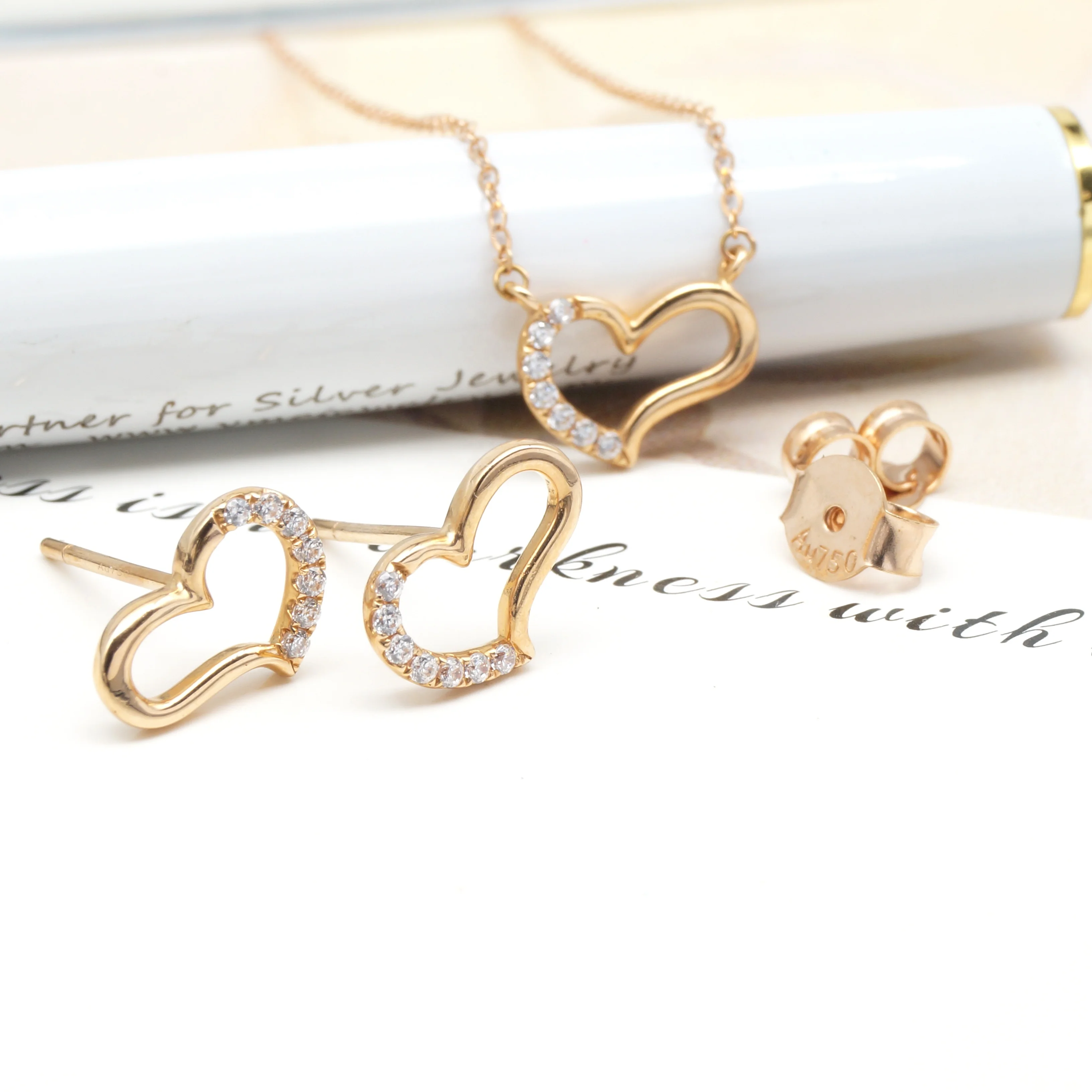Shop Our Pure Gold Heart Shaped Pendant Necklaces Earrings