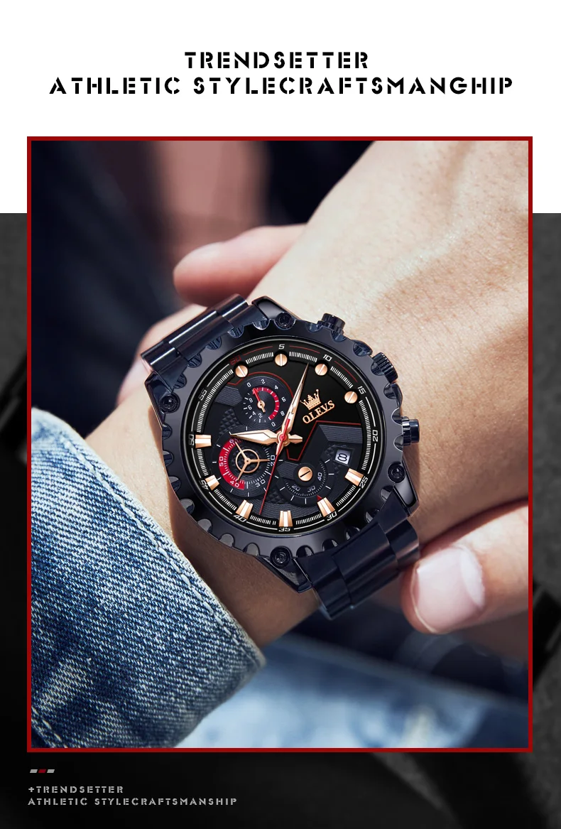 OLEVS 2873 Men Top Brand Luxury Time Quartz Watch Quality Genuine Leather  Men Wristwatch