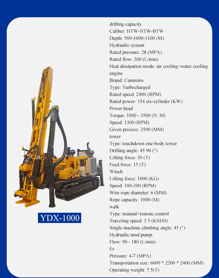 Portable Deep Hole Hydraulic Rock Buster 100 Portable Water Well Drilling Rig Coal Mine Manufacturer