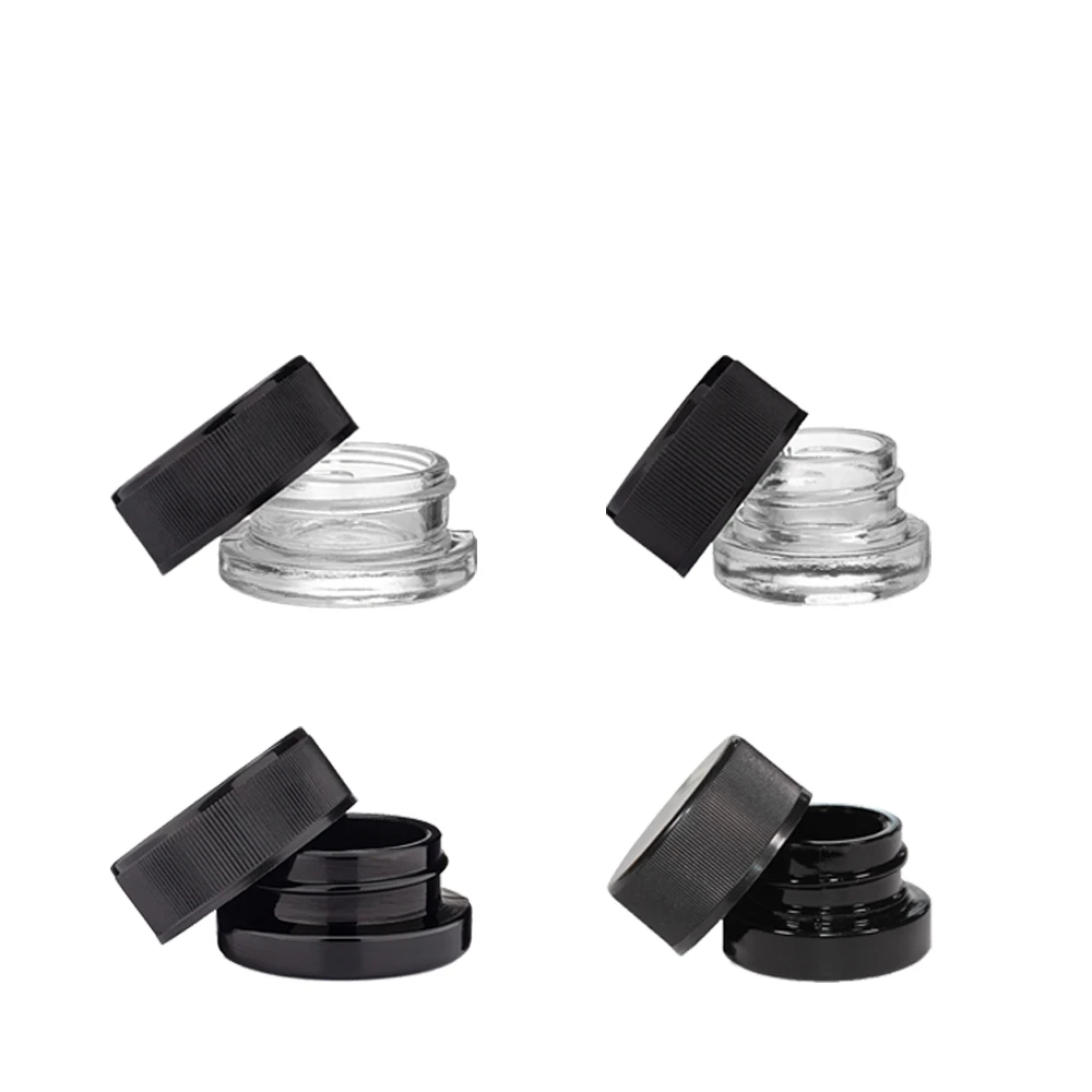 Child Resistant 3ml 5ml 7ml 9ml Cream Concentrate Containers Mini Round Qube Glass Jar
