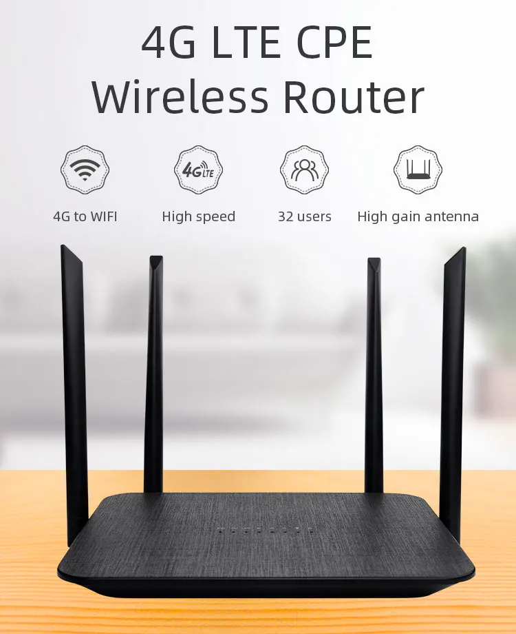 TUOSHI Wifi Unlock SIM Card Portable Mobile WiFi 4G LTE WiFi Router 4g Cpe Router 300mbps 32 Users Max