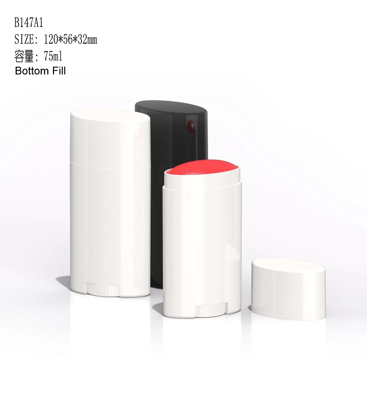 Custom Oval 30ml 50ml 75ml 75g Plastic Empty Twist up Deodorant Gel Packaging Bottom Fill Deodorant Container Tube