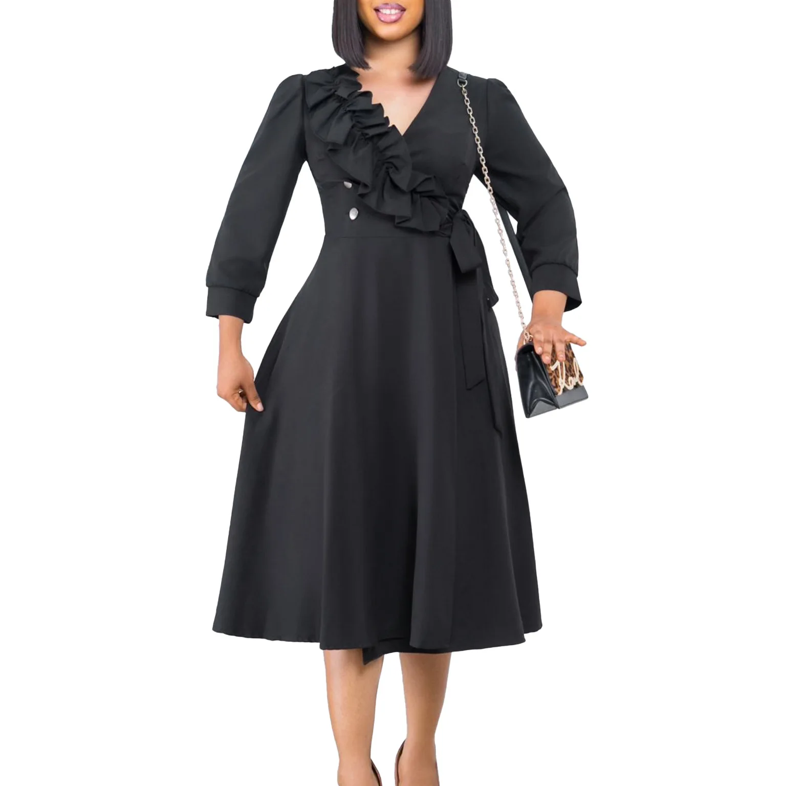 black dress with empire waist Prom Long Lace Back Meghan Markle's black and LowStock:43252545126451 Size:XL (14)