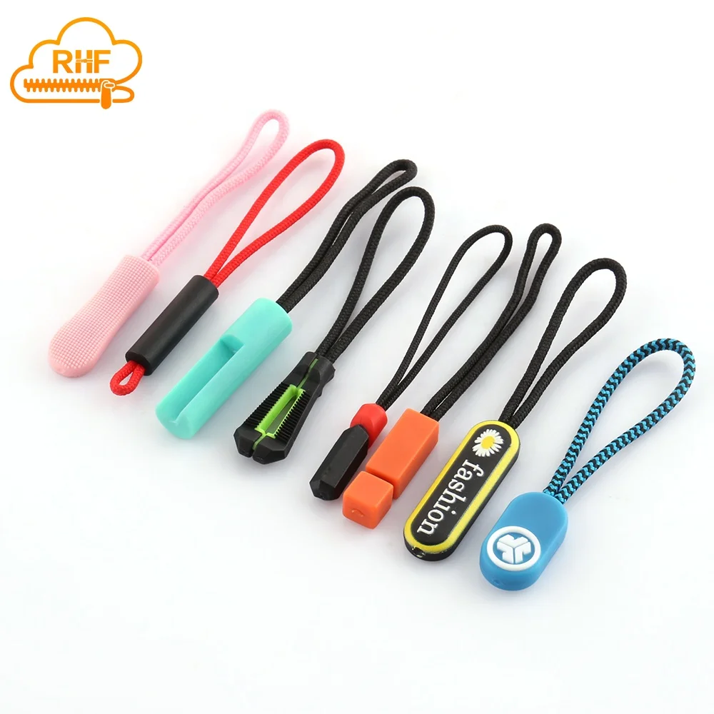Rapid Custom Colorful Soft Pvc Zipper Pull Clothing Rubber Plastic Silicone Cord Zip Pullers
