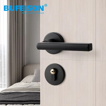 Door Lock for Indoor Bedroom Nordic Black Split Bathroom Minimalist Room Door Lock Silent Solid Wood Door Lock