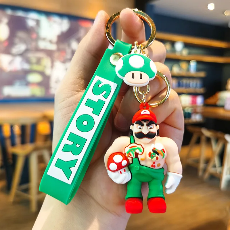 Xrh Cartoon Cute Muscle Super Mario Game Mario Bros Keychain Custom Pvc ...