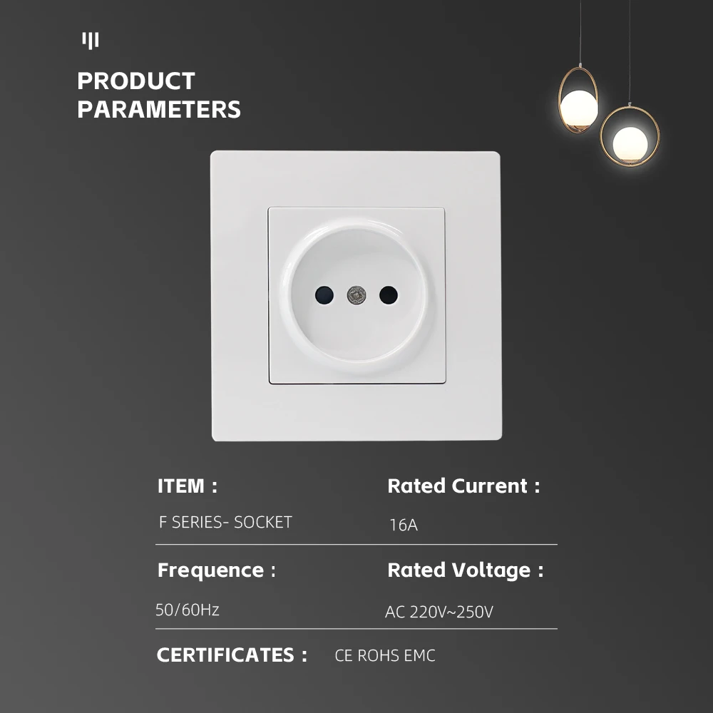 86*86mm European Electrical Outlet Ceiling Mounted Socket Outlet Electric Smart Switches and Sockets