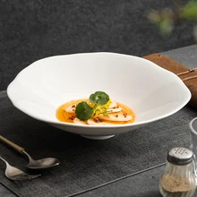 Pure white ceramic large bowl soup bowl noodle bowl household modern high-quality soup pot soup noodle bowl hat bowl ramen bowl