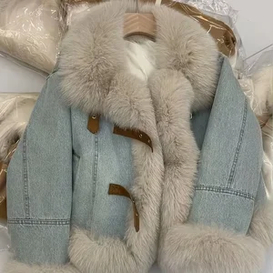 Custom Winter New Women's Cotton Clothes Denim Coat Women Clip Down Cotton Short Warm Winter New Thick Warm Jacket Coat