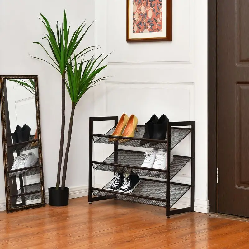 Factory Price Modern Simple Adjustable Storage Shoe Racks Stands Home Furniture Durable Metal Shoe Rack