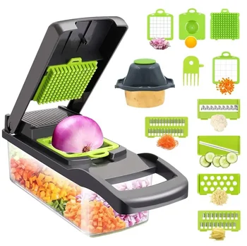 Hot selling Good quality manual food chopper Vegetable cutter machine 12 in 1 Vegetable Chopper smart kitchen tools gadgets