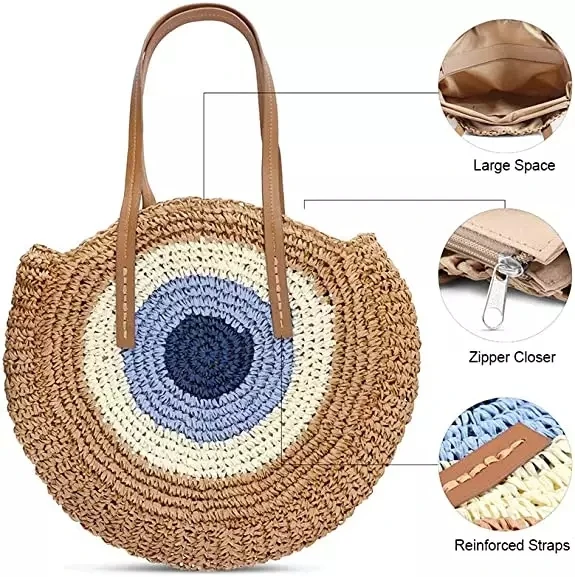 Wholesale Straw Bag Round Purse Handle Shoulder Bag For Women Vacation