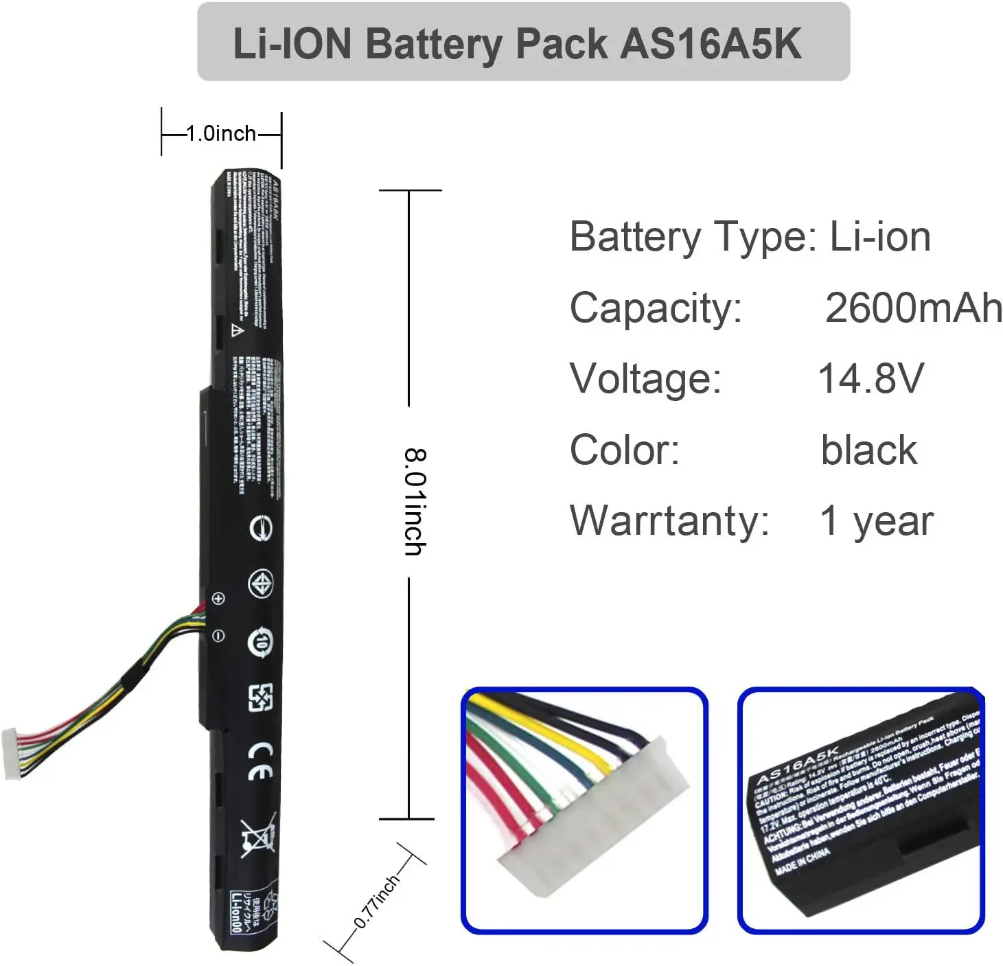 Replacement As16a5k Rechargeable Battery As16a7k As16a8k For Acer ...