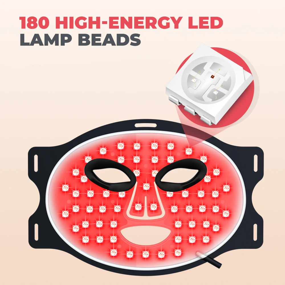 4 Colors Silicone LED Light Therapy Beauty Mask NIR Near Infrared Facial Face Red Light Therapy Mask