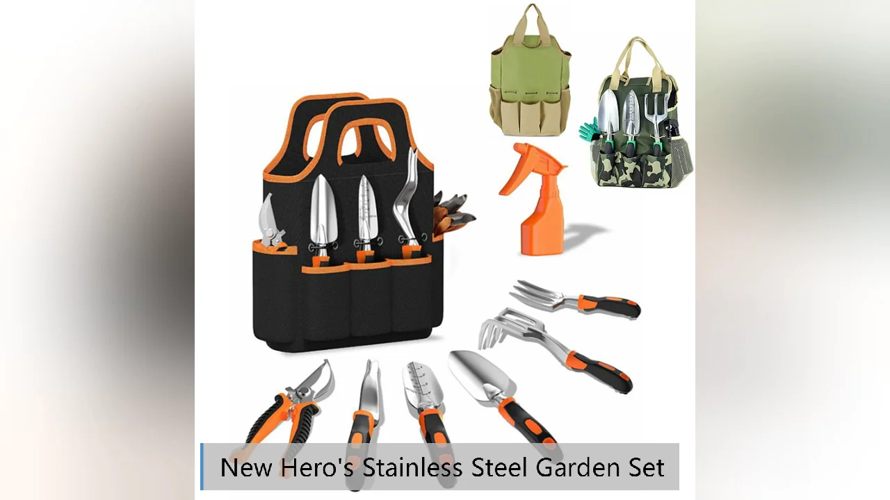 9 Pc Complete Planter Tool Kit With Tote Colorful Cute Gardening Bag