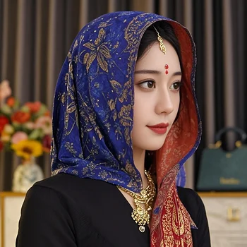 African Muslim Scarf Embroidered Beautiful Windproof Headscarves for Women Colorful Beach Wrap Scarves