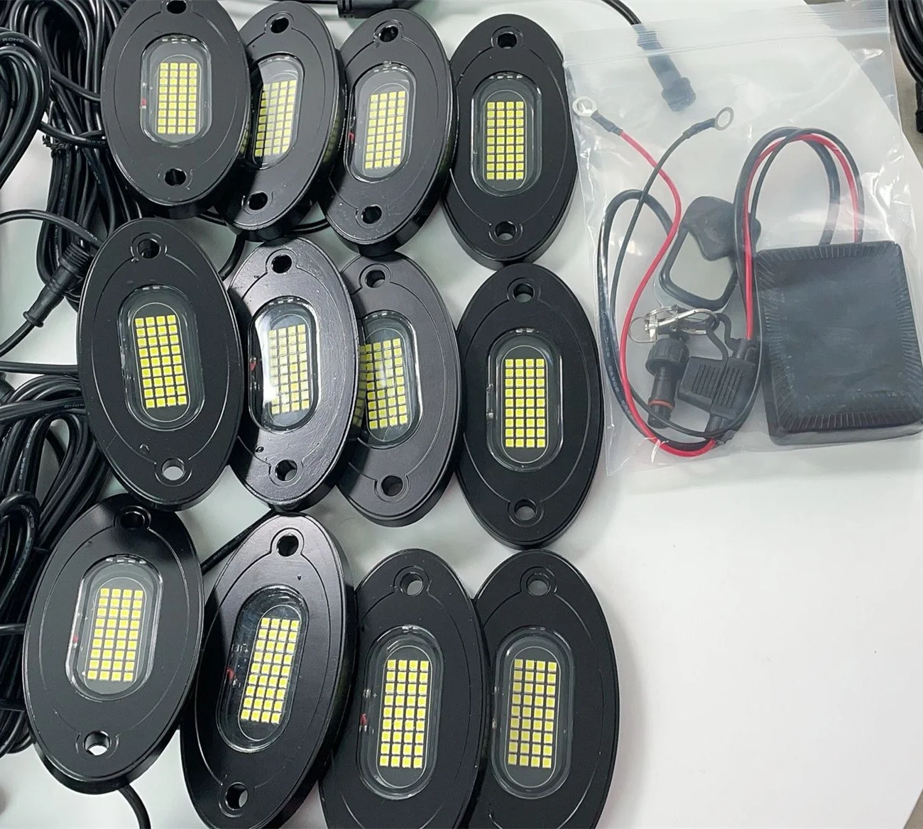 12pc Super Pure White Color LED Rock Light Kit Rock Crawler LED Under Body LED Pure White Rock Light Kit