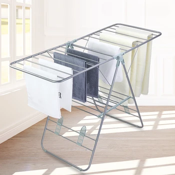 Modern Household Indoor Metal Folding Clothes Drying Rack Wing Storage Bathroom Balcony Quilt Baby Wing Custom Industrial