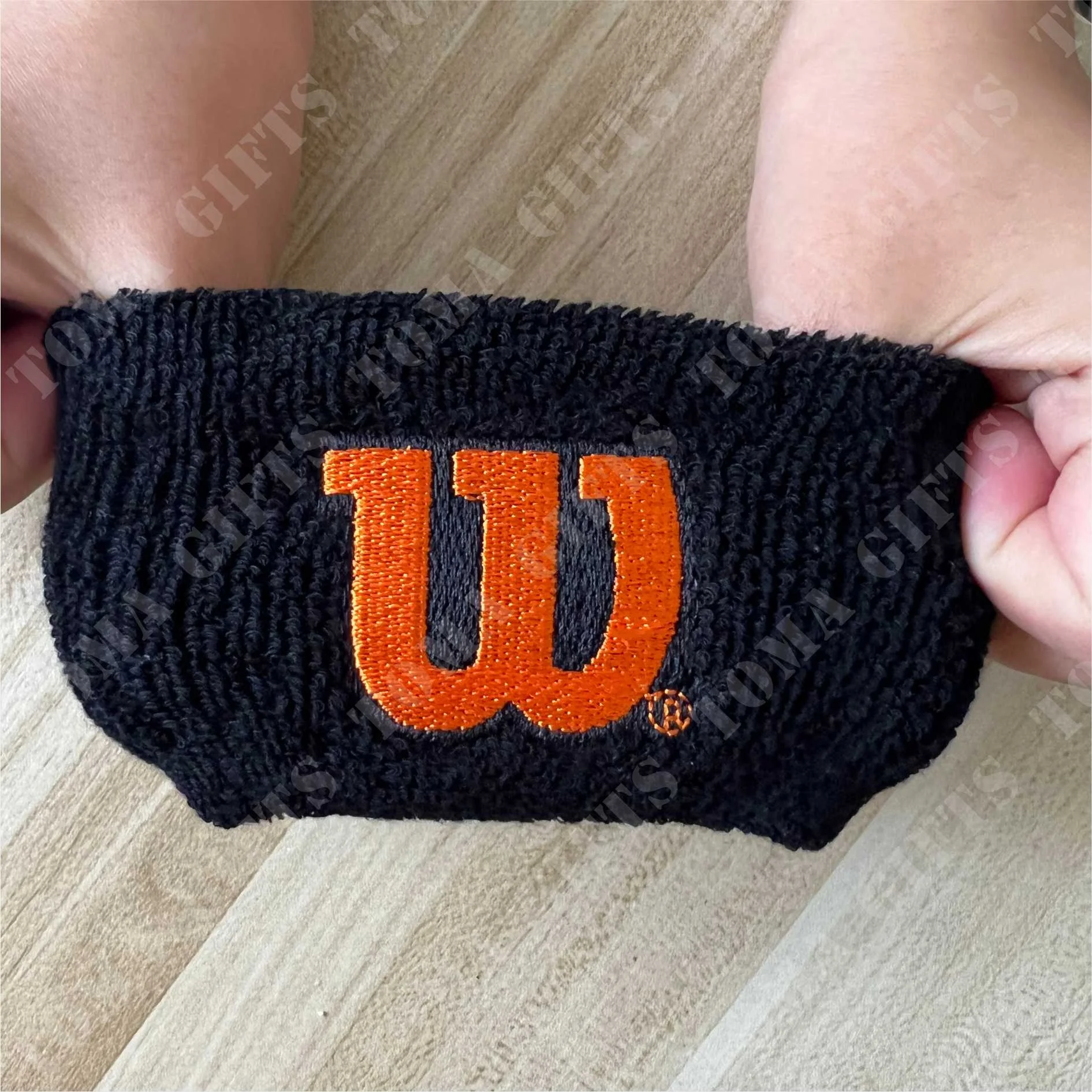 Цветная вышитая повязка на заказ с логотипом голову унисекс хлопковая запястье для