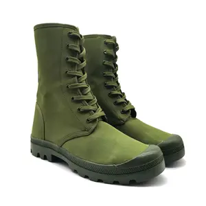 Outdoor Training Hiking Boots High Top Water-Resistant Customized Safety Shoes Vulcanized Sole Tactical Camouflage Canvas Lining